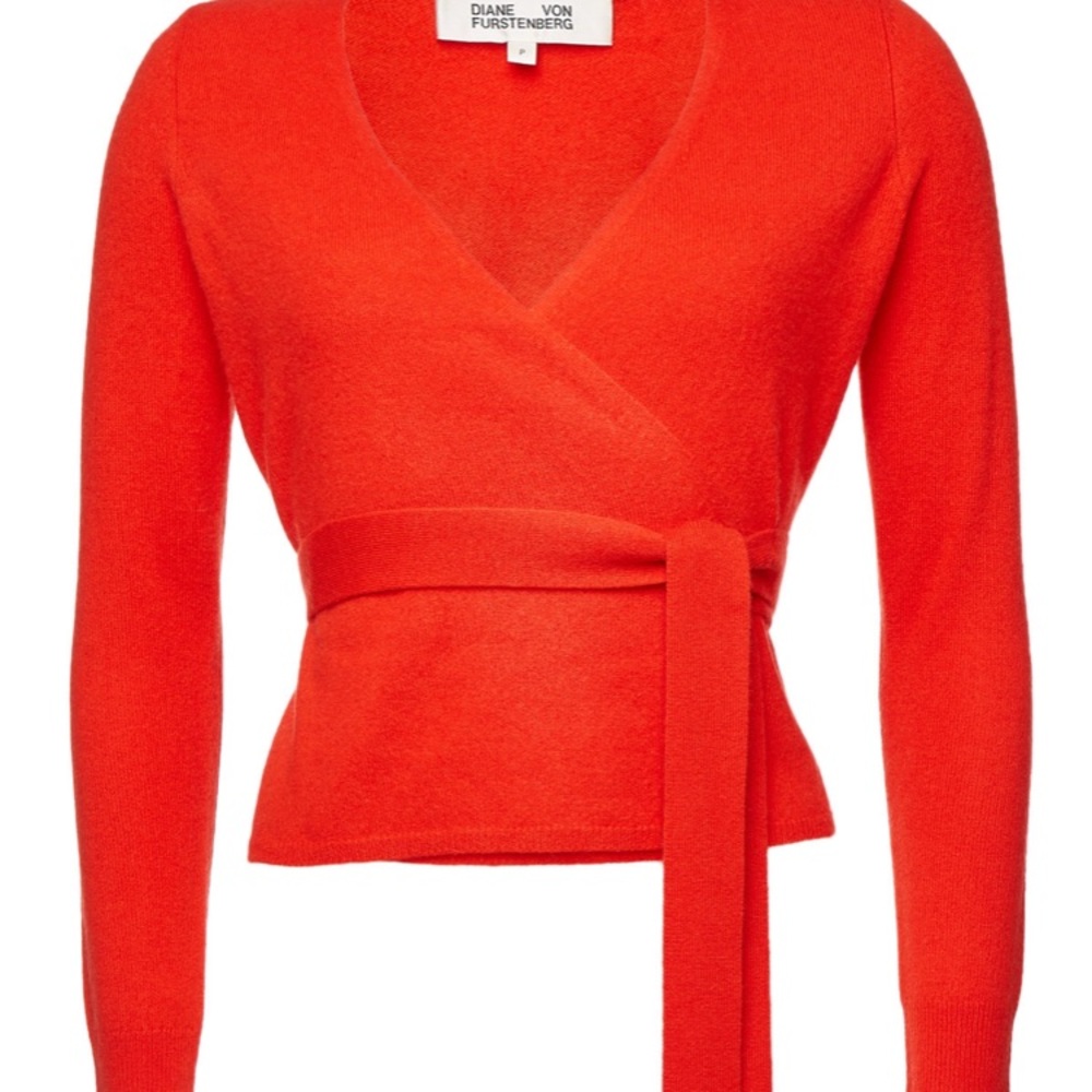 DVF Red Wrap Sweater (Small)